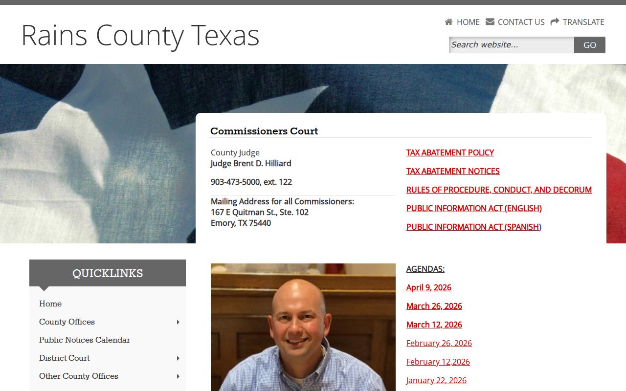 Rains County civil court docket administrative context