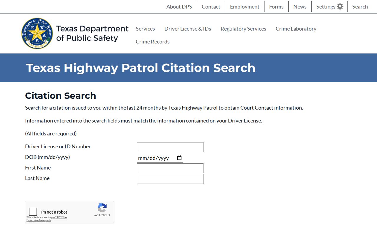 Rains County traffic court Texas Highway Patrol citation search